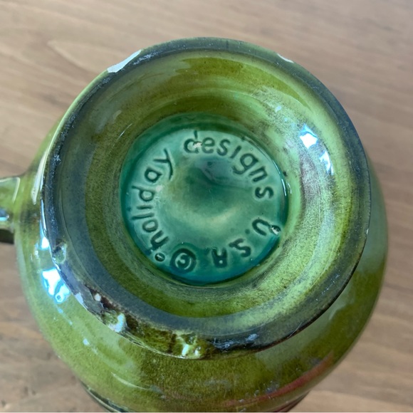 Vintage Holiday Designs USA Green Handlebar Mustache Ceramic Shaving Mug - Picture 6 of 15